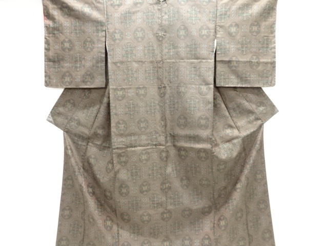 未使用品　亀甲に抽象模様織出し西陣お召着物